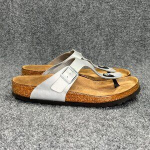 Birkenstock Gizeh Sandals Women's Size 10 Silver‎ Birko-Flor Toe Post Flip Flops